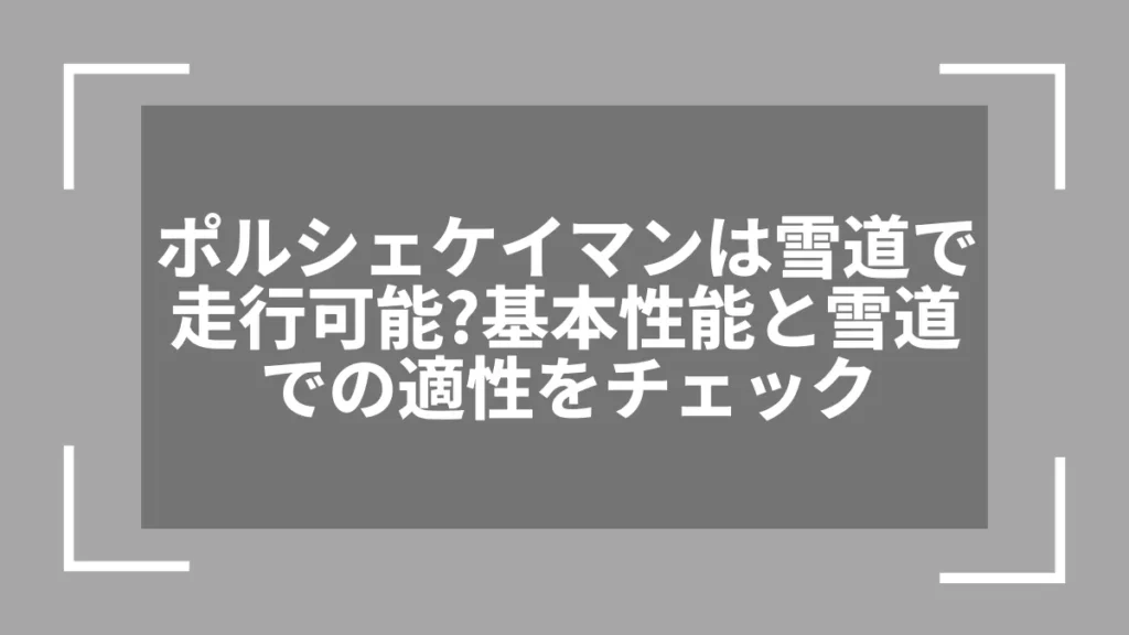 ポルシェケイマンは雪道で走行可能？基本性能と雪道での適性をチェック