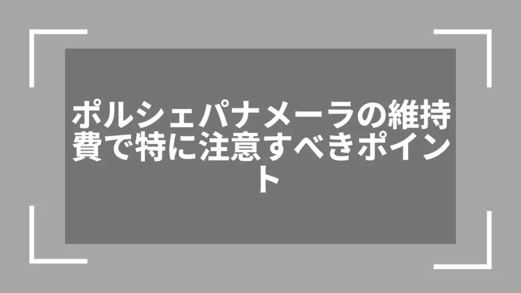 ポルシェパナメーラの維持費で特に注意すべきポイント